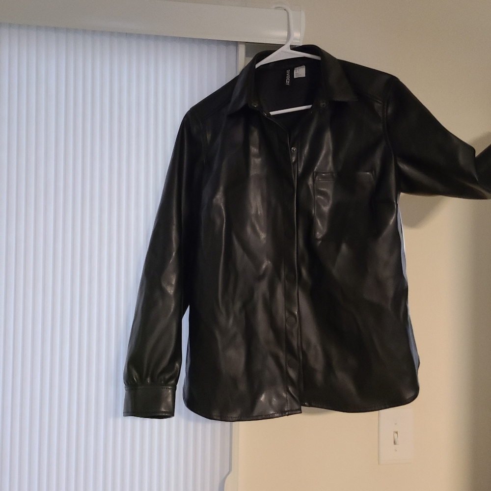 NWOT Faux leather shirt